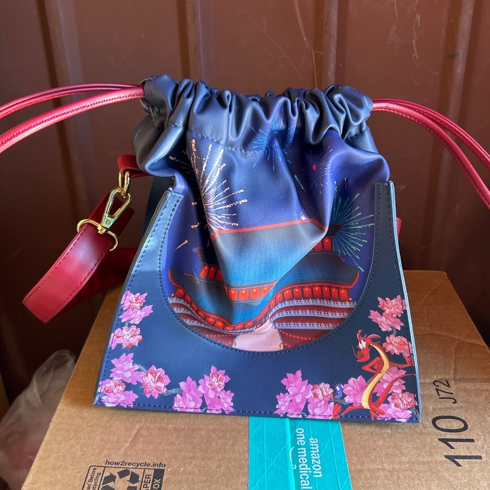 Loungefly Disney Mulan Princess Castle Series Cinch Sack Crossbody Bag